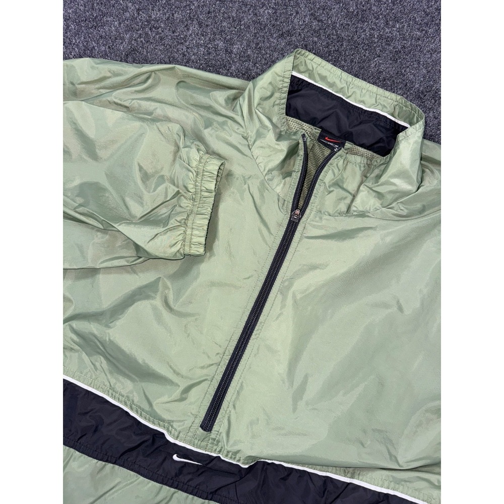 VTG Nike Windbreaker Jacket Mens XXL Green Black Half Zip Pullover Swoosh
